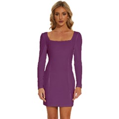 Byzantine Purple	 - 	long Sleeve Square Neck Bodycon Velvet Dress by ColorfulDresses