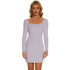 Languid Lavender Purple	 - 	long Sleeve Square Neck Bodycon Velvet Dress