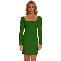 Lincoln Green	 - 	long Sleeve Square Neck Bodycon Velvet Dress