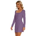 French Lilac Purple	 - 	Long Sleeve Square Neck Bodycon Velvet Dress View2