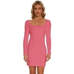 Wild Watermelon	 - 	long Sleeve Square Neck Bodycon Velvet Dress by ColorfulDresses