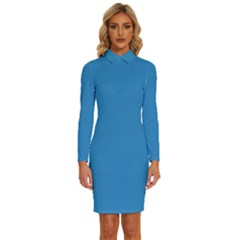 Blue Ivy	 - 	long Sleeve Shirt Collar Bodycon Dress