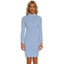 Pastel Blue	 - 	Long Sleeve Shirt Collar Bodycon Dress View1