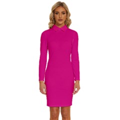 Mexican Pink	 - 	long Sleeve Shirt Collar Bodycon Dress