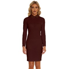 Bean Black	 - 	long Sleeve Shirt Collar Bodycon Dress