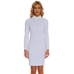 Brilliant White	 - 	long Sleeve Shirt Collar Bodycon Dress