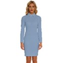 Powder Blue	 - 	Long Sleeve Shirt Collar Bodycon Dress View1