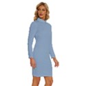 Powder Blue	 - 	Long Sleeve Shirt Collar Bodycon Dress View3