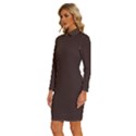 Old Burgundy	 - 	Long Sleeve Shirt Collar Bodycon Dress View2