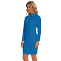 Spanish Blue	 - 	Long Sleeve Shirt Collar Bodycon Dress View2