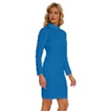 Spanish Blue	 - 	Long Sleeve Shirt Collar Bodycon Dress View3