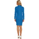 Spanish Blue	 - 	Long Sleeve Shirt Collar Bodycon Dress View4