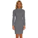 Sonic Silver Grey	 - 	Long Sleeve Shirt Collar Bodycon Dress View1