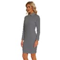 Sonic Silver Grey	 - 	Long Sleeve Shirt Collar Bodycon Dress View2