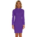 Rebecca Purple	 - 	Long Sleeve Shirt Collar Bodycon Dress View1