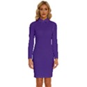 Spanish Violet Purple	 - 	Long Sleeve Shirt Collar Bodycon Dress View1