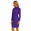 Spanish Violet Purple	 - 	Long Sleeve Shirt Collar Bodycon Dress View2