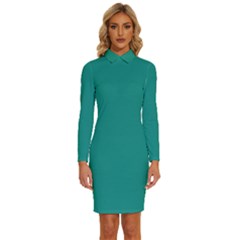 Arcadia	 - 	long Sleeve Shirt Collar Bodycon Dress