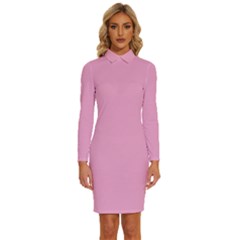 Lilac Sachet	 - 	long Sleeve Shirt Collar Bodycon Dress