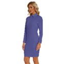 Blue Iris	 - 	Long Sleeve Shirt Collar Bodycon Dress View2