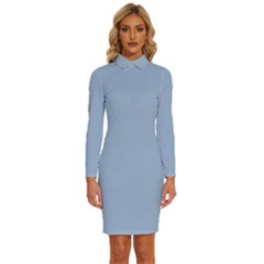 Cashmere Blue	 - 	long Sleeve Shirt Collar Bodycon Dress