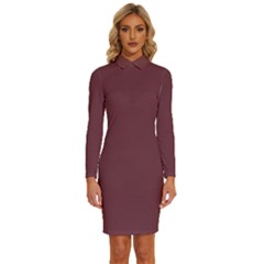 Catawba	 - 	long Sleeve Shirt Collar Bodycon Dress