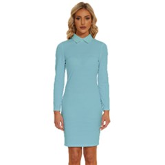 Island Paradise	 - 	long Sleeve Shirt Collar Bodycon Dress