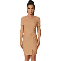 Brown Sugar	 - 	fitted Knot Split End Bodycon Dress