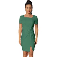 Amazon Green	 - 	fitted Knot Split End Bodycon Dress