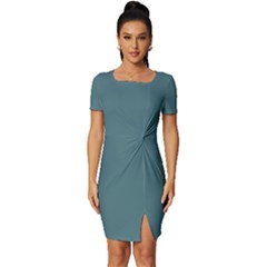 Beetle Green	 - 	fitted Knot Split End Bodycon Dress