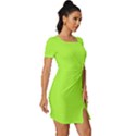 Chartreuse Green	 - 	Fitted Knot Split End Bodycon Dress View3