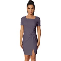 Graphit Grey	 - 	fitted Knot Split End Bodycon Dress by ColorfulDresses