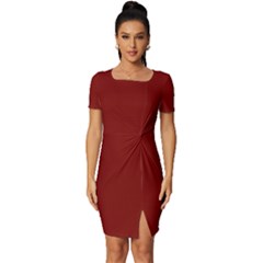 Barn Red	 - 	fitted Knot Split End Bodycon Dress by ColorfulDresses