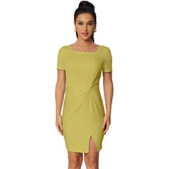 Ceylon Yellow	 - 	fitted Knot Split End Bodycon Dress by ColorfulDresses