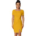 China Yellow	 - 	Fitted Knot Split End Bodycon Dress View1