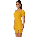 China Yellow	 - 	Fitted Knot Split End Bodycon Dress View2