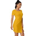 China Yellow	 - 	Fitted Knot Split End Bodycon Dress View3