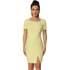 Banana Yellow	 - 	fitted Knot Split End Bodycon Dress