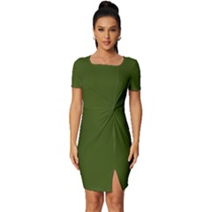 Juniper Green	 - 	fitted Knot Split End Bodycon Dress