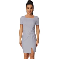 Harbor Mist Grey	 - 	fitted Knot Split End Bodycon Dress