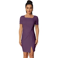 Japanese Violet Purple	 - 	fitted Knot Split End Bodycon Dress