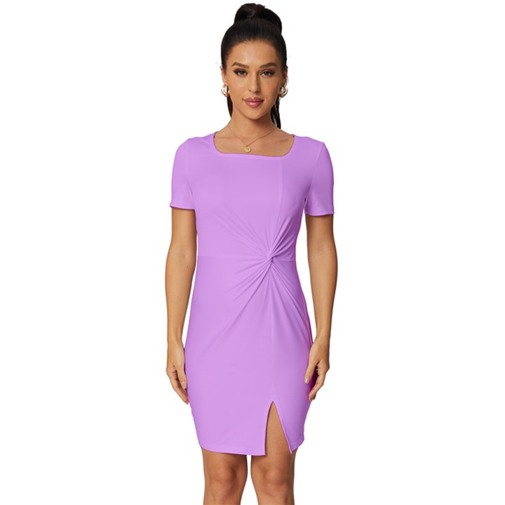 Lavender Purple	 - 	Fitted Knot Split End Bodycon Dress