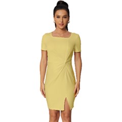 Jasmine Yellow	 - 	fitted Knot Split End Bodycon Dress by ColorfulDresses