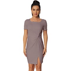 Cinereous	 - 	fitted Knot Split End Bodycon Dress