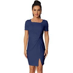 Space Cadet Blue	 - 	fitted Knot Split End Bodycon Dress by ColorfulDresses