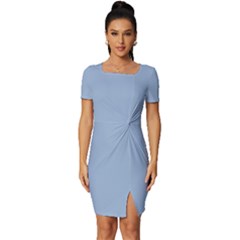 Soft Cerulean	 - 	fitted Knot Split End Bodycon Dress