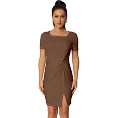 Kobicha Brown	 - 	fitted Knot Split End Bodycon Dress