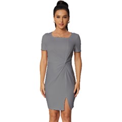 Old Silver Grey	 - 	fitted Knot Split End Bodycon Dress