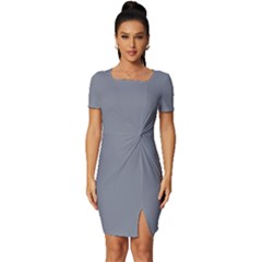 Roman Silver Grey	 - 	fitted Knot Split End Bodycon Dress