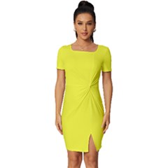 Maximum Yellow	 - 	fitted Knot Split End Bodycon Dress by ColorfulDresses